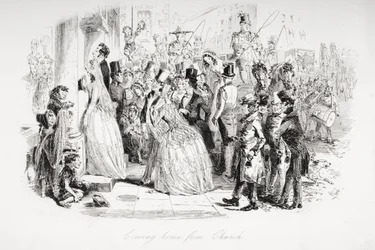 Volviendo a casa de la iglesia, ilustración de 